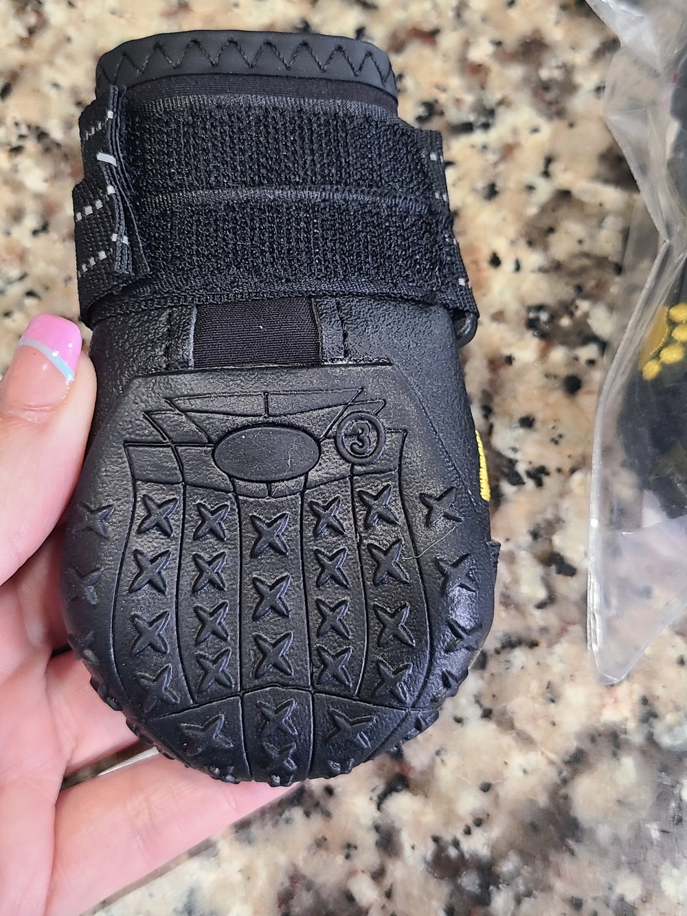 Size 3 Black Dog Boots with Paw Accent - Durable Waterproof Pet Shoe - Picture 6 of 8